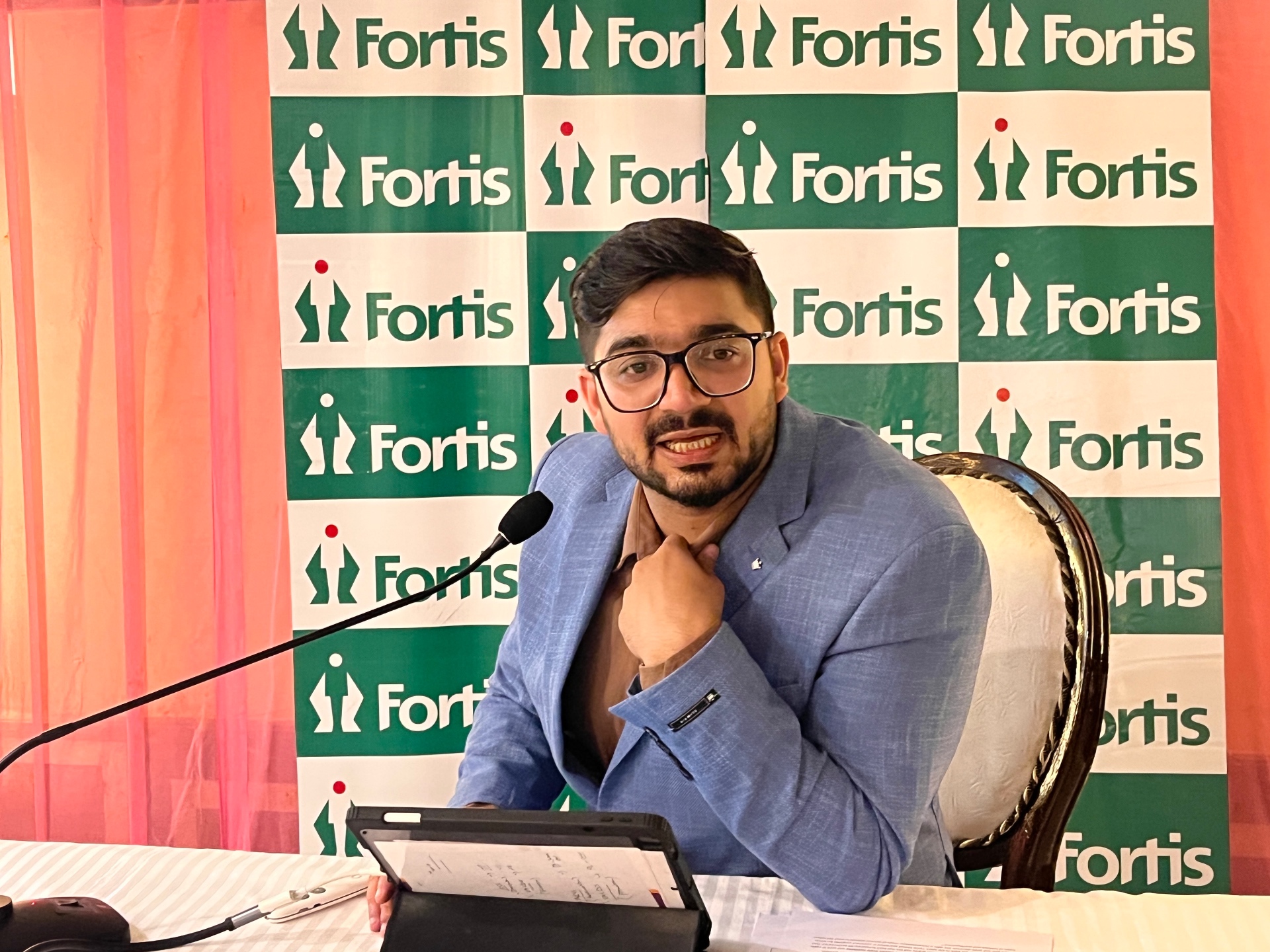 Dr. Chandan Narang at a Fortis press briefing